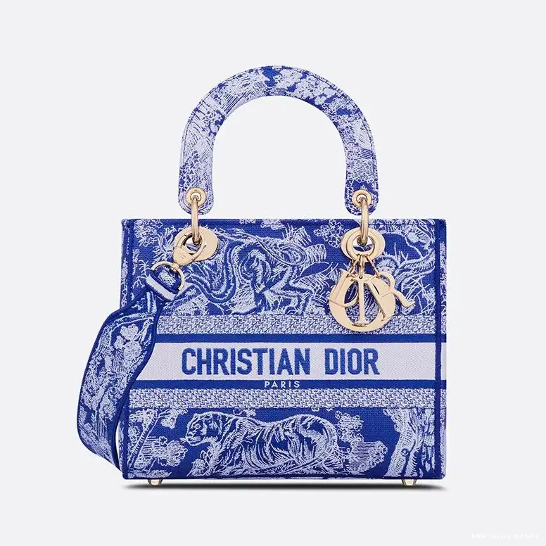 Cheap Bright Bag de Blue Canvas Jouy Motif Medium D-lite Toile Lady 0705 Luxury